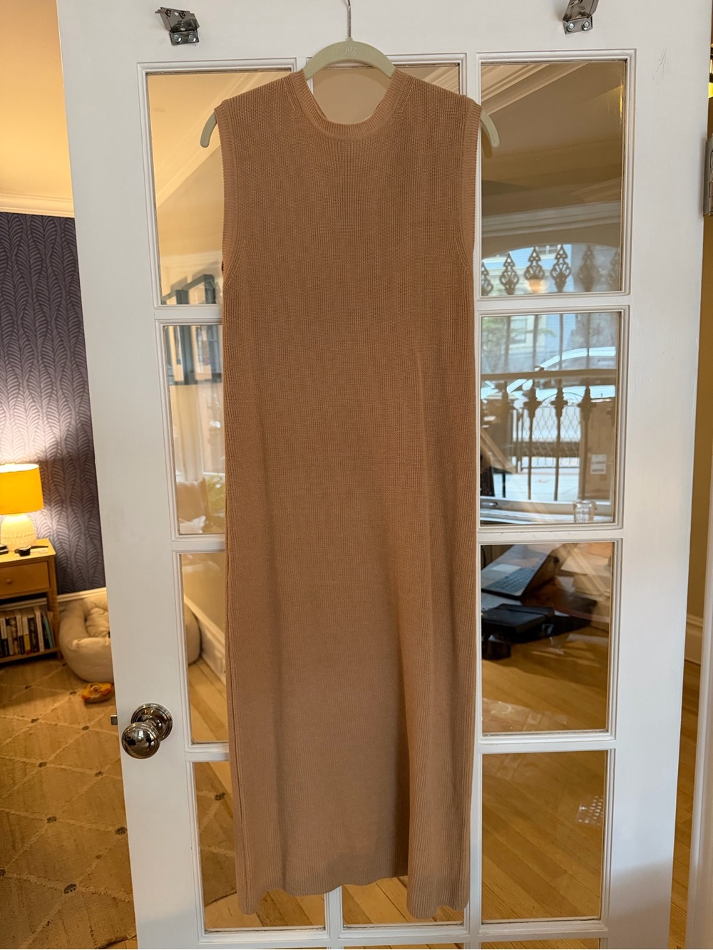 The Frankie Shop Sleeveless Knit Maxi Dress in Camel